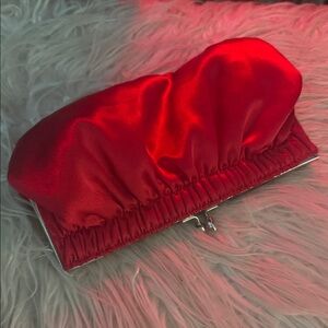 Vintage Red Satin Clutch Purse